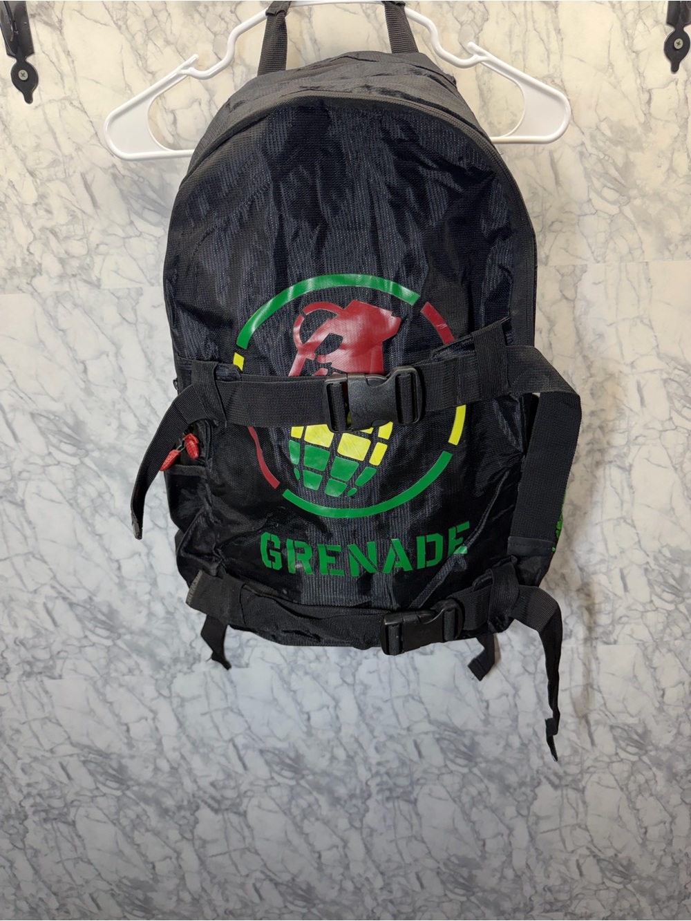Black 'Grenade' Graphic Backpack for Men